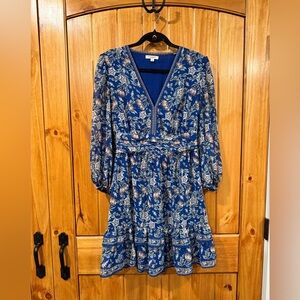 Max Studio paisley print blue dress